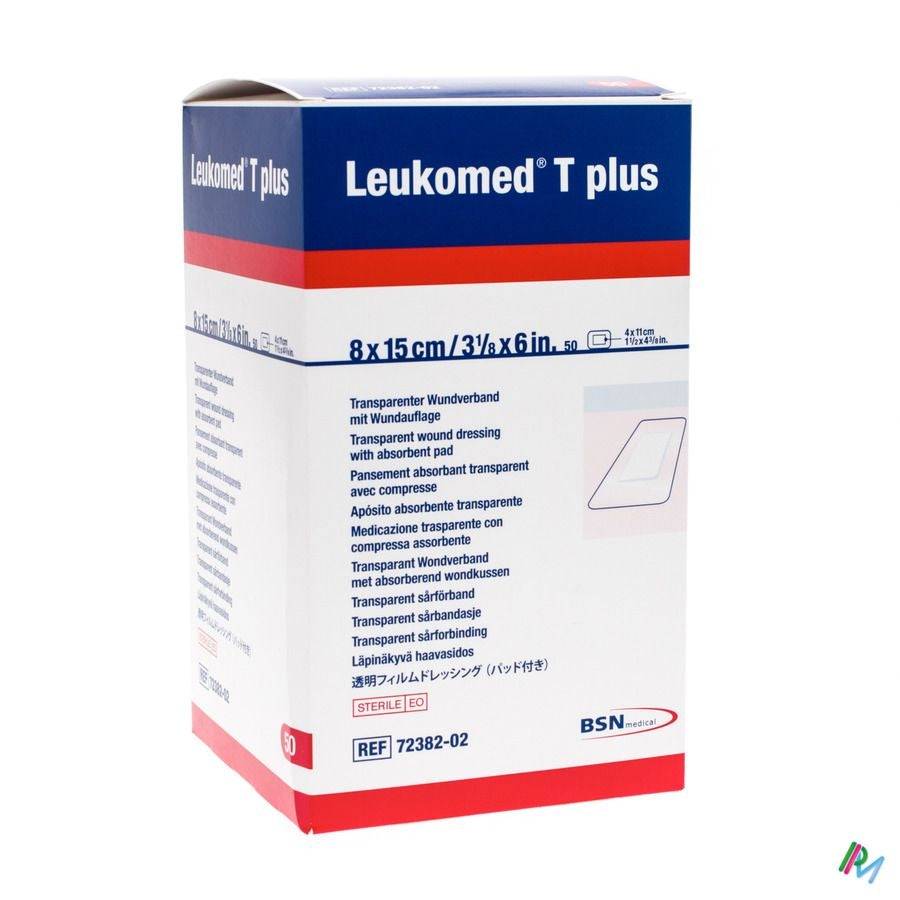 8cm x 15cm Leukomed T Plus transparente filmbandasjer