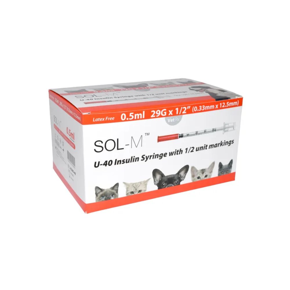Sol-Vet 0,5 ml 29 g x 0,5 tommer U40 sprøyte med fast nål