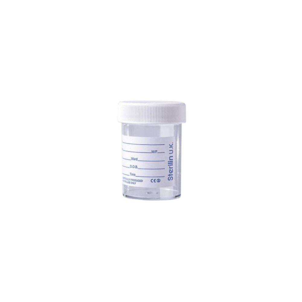 60ml Sterilin urinflaske med etikett