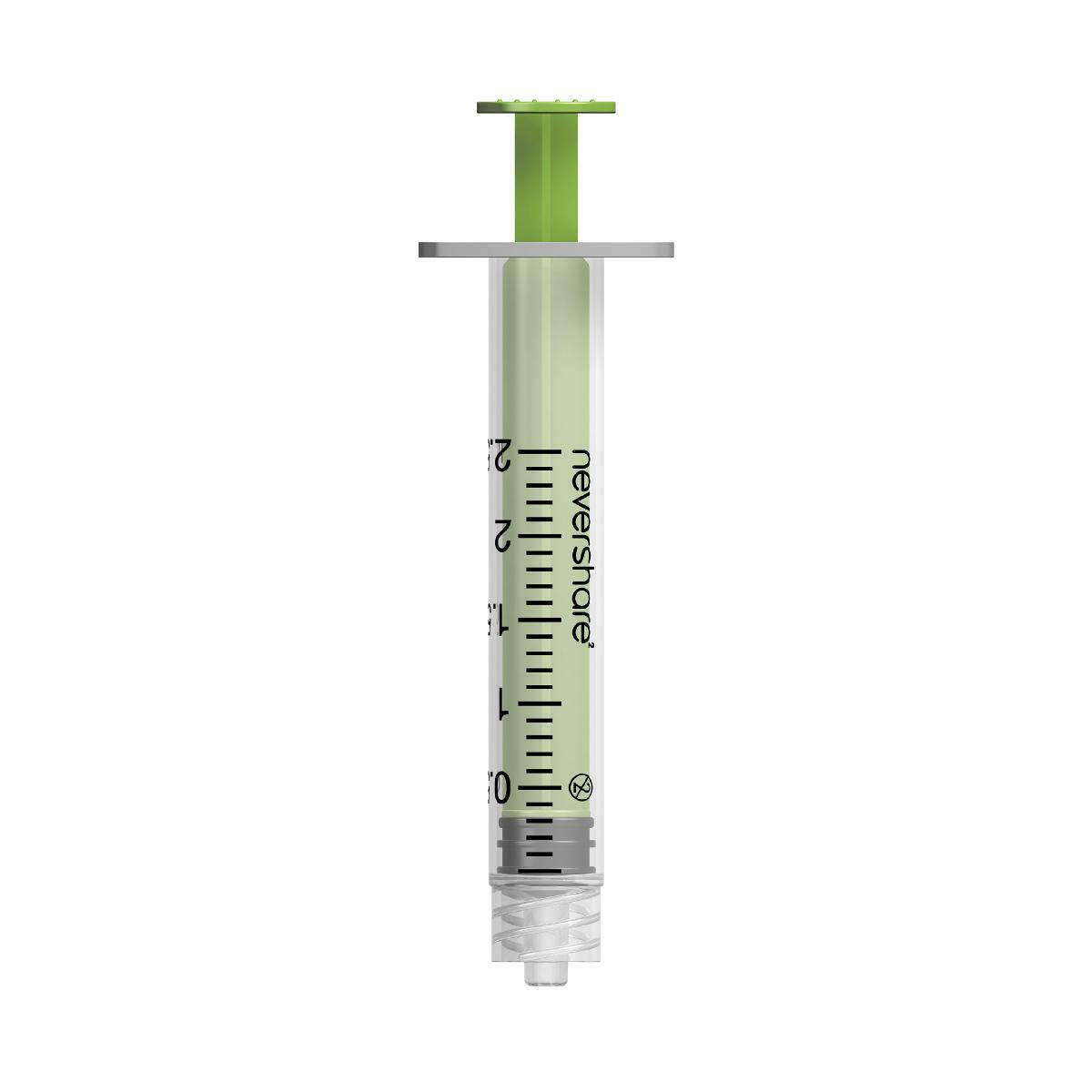 2,5 ml grønne Nevershare Luer Lock-sprøyter