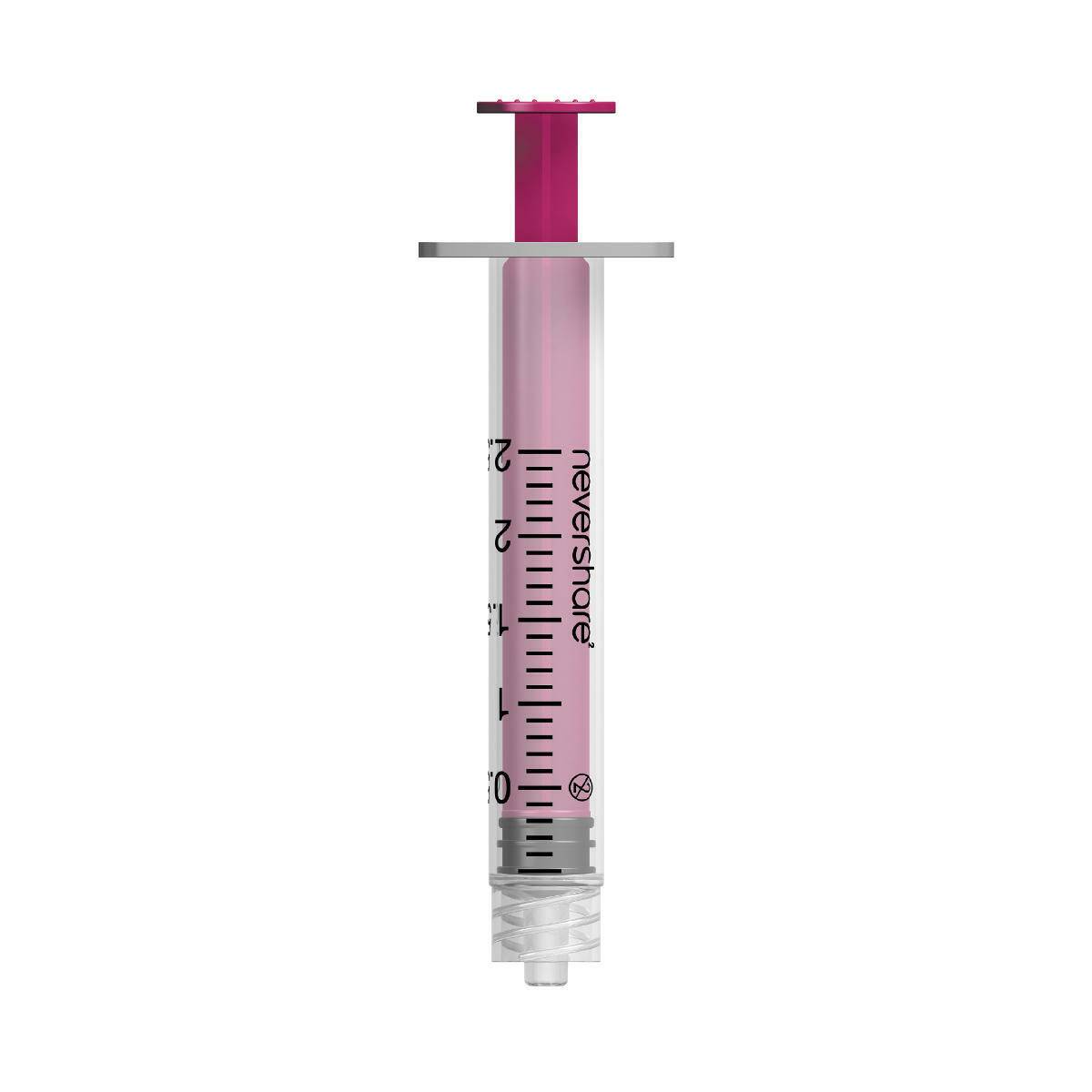 2,5 ml rosa Nevershare Luer Lock-sprøyter