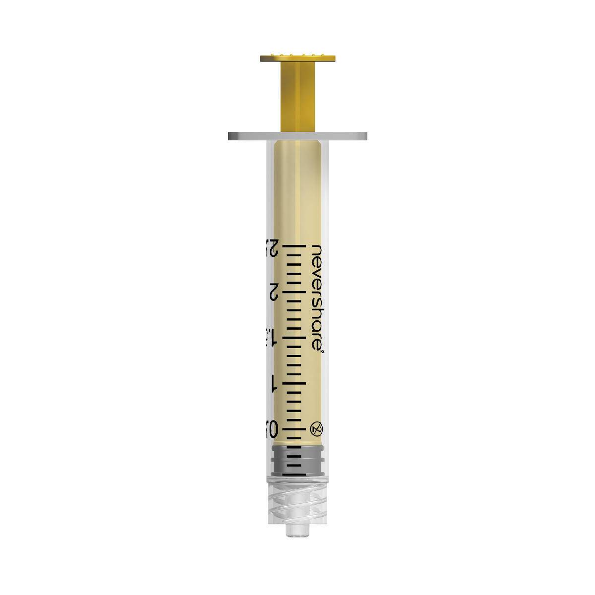 2,5 ml gule Nevershare Luer Lock-sprøyter