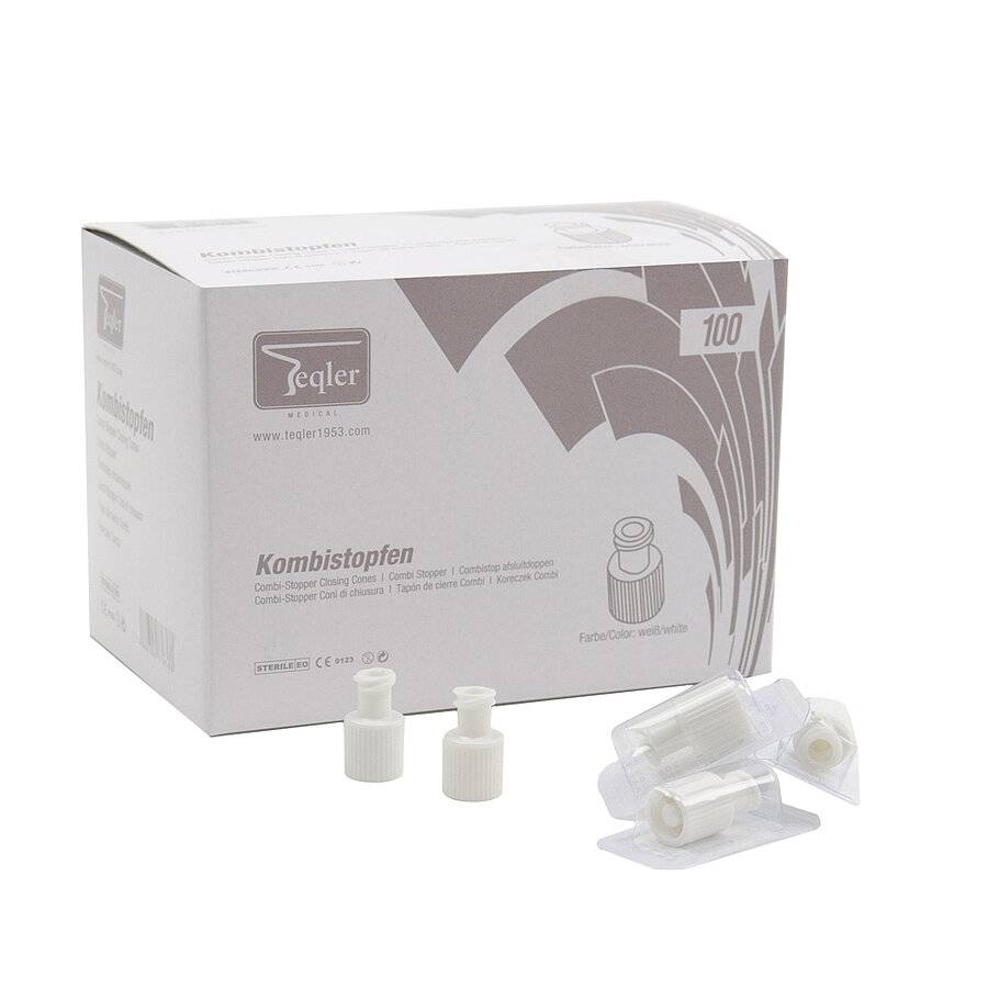 Hvite sterile sprøytehetter Combi Stopper Luer Fitting