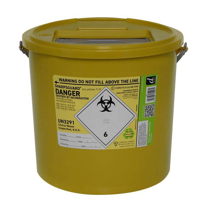 11,5 liter Sharpsguard Yellow Sharps Bin