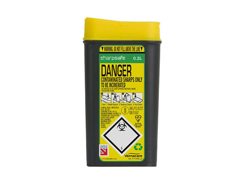 0,2 liter Sharpsafe gul blomstertopp skarpe avfallskasse