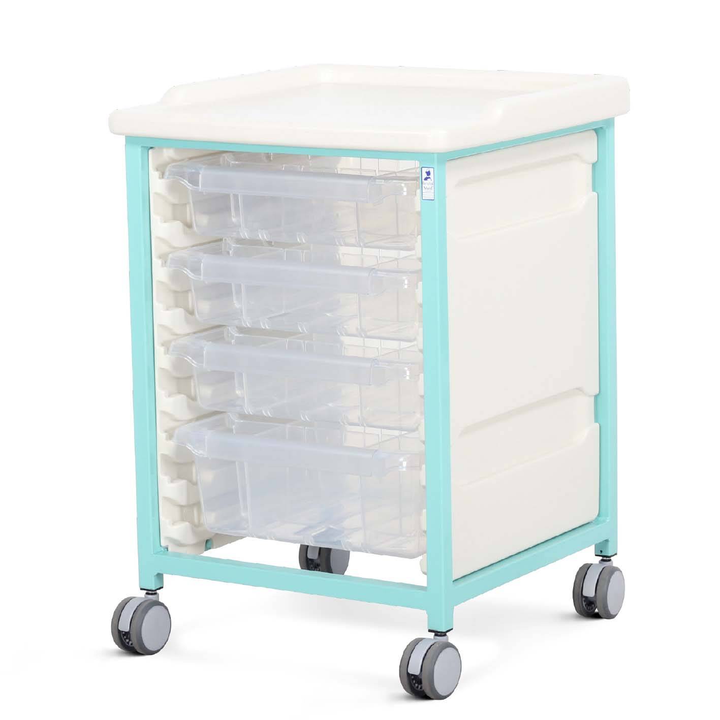 75cm Tray Trolley Single Column Mild Steel Low Level