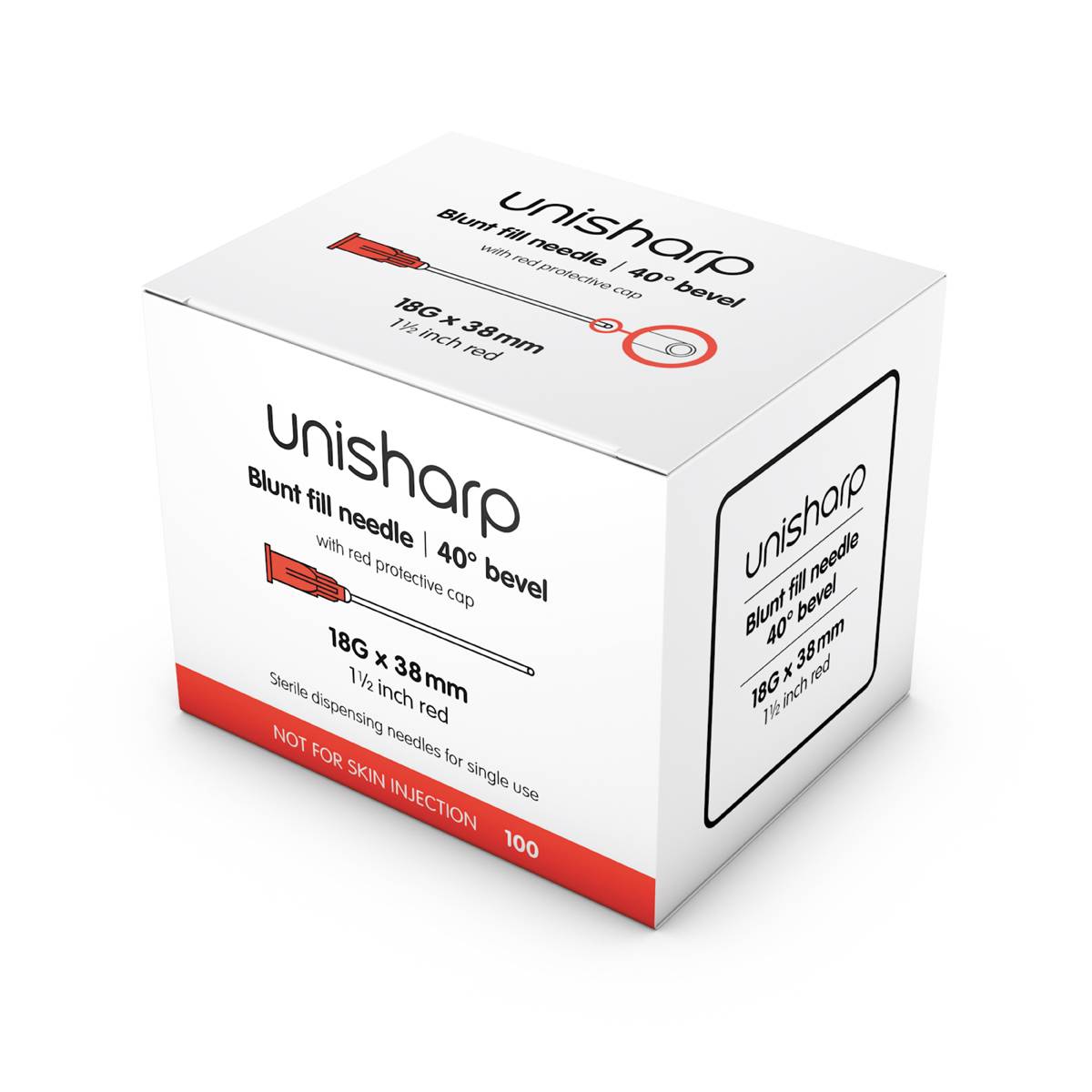 Unisharp 18G Rød Blunt Nål