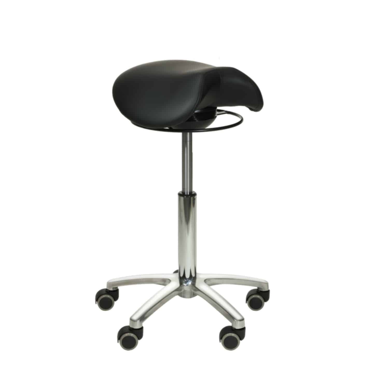 Black Saddle Stool with Swing Mechanism - UKMEDI