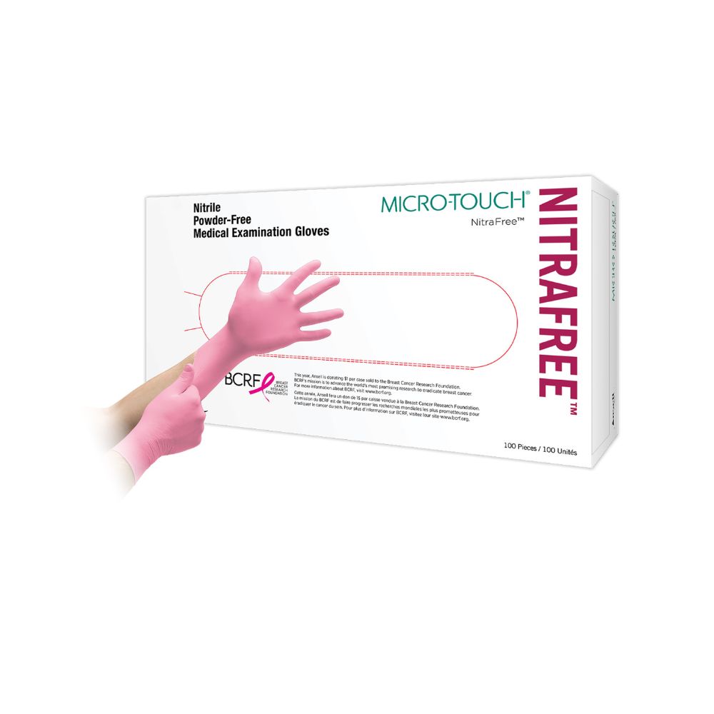 Rosa Ansell Micro-Touch NitraFree nitrilundersøkelseshansker, eske med 100