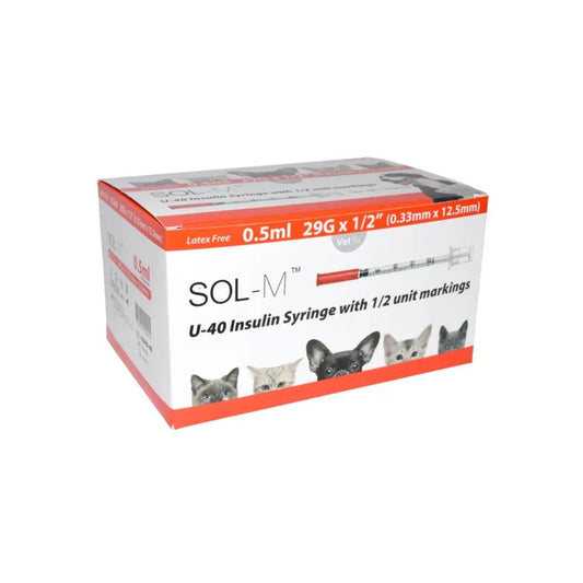 Sol-Vet 0,5 ml 29 g x 0,5 tommer U40 sprøyte med fast nål