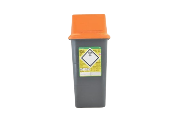 7 Liters Sharpsafe Grey Sharps Bin Oransje Lokk