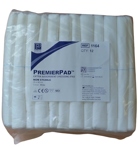 PremierPad ikke-sterile sårforbindingsputer 20 cm x 40 cm Pakke med 12