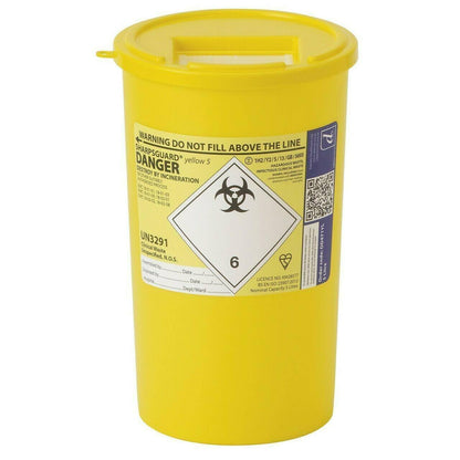 5 liters Sharpsguard Yellow Sharps bin