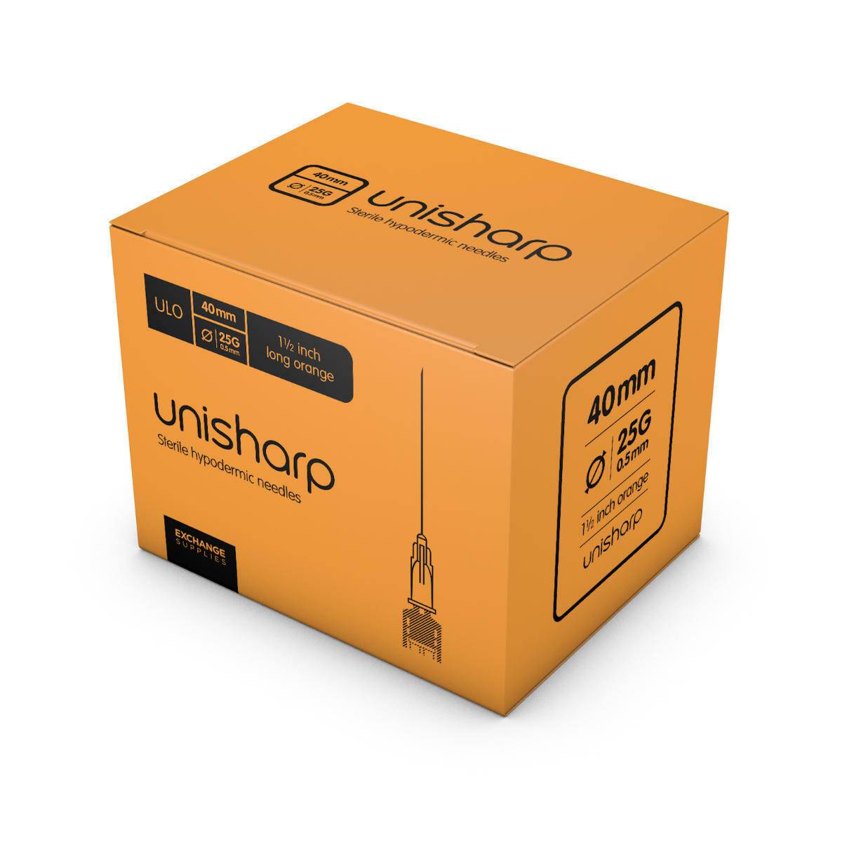 Unisharp 25g Orange 1.5 inch Unisharp Needles UKMEDI UK Medical Supplies