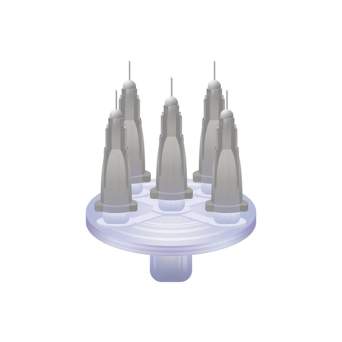 27g Grå 4mm x 5 Meso-relle sirkulær multiinjektor