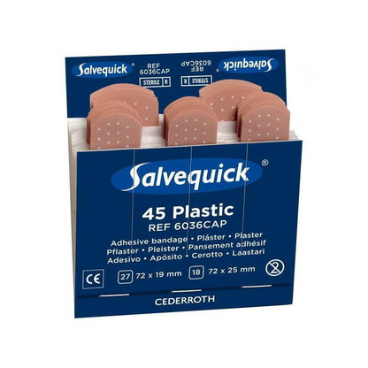 Salvequick Sterile Plast Gips, Enkel Refill (45 Plaster)