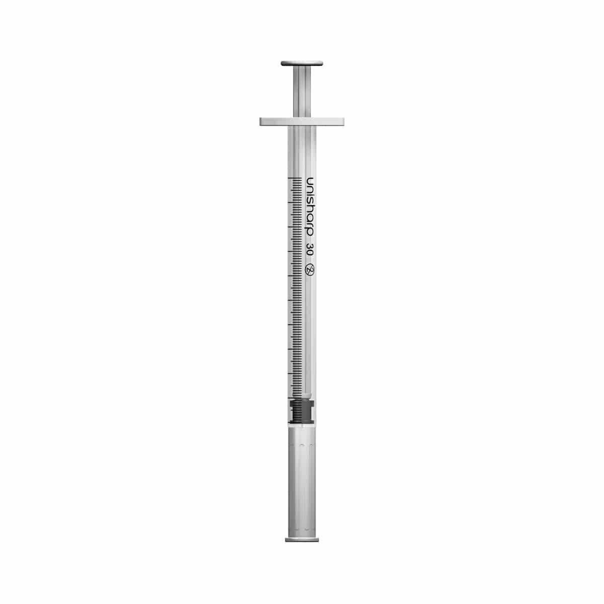 1ml 0.5 inch 29g Unisharp Syringe and Needle u100 UF29W UKMEDI.CO.UK