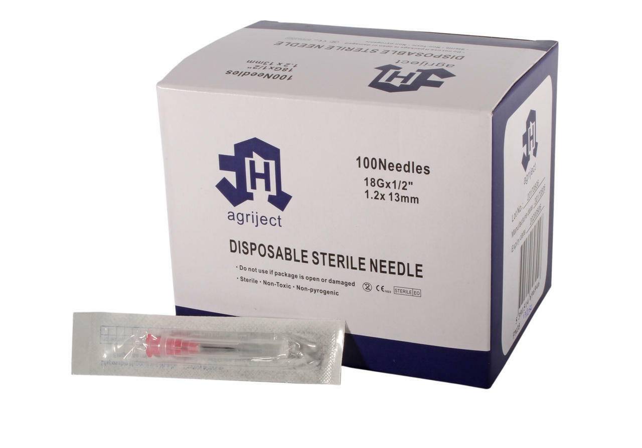 Agriject 18g 1/2 inch Agriject Disposable Needles Poly Hub UKMEDI UK Medical Supplies