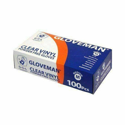 Gloveman Powder Free Clear Vinyl Hansker