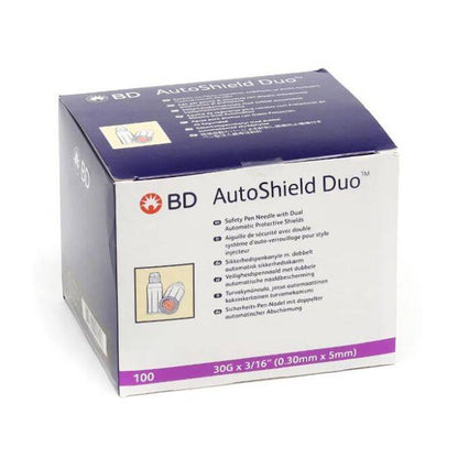 30 g x 5 mm BD AutoShield Duo Pennåler Eske med 100 stk