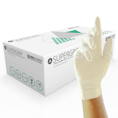 Unicare Supergrip Premium Latex undersøkelseshansker med 100 stk