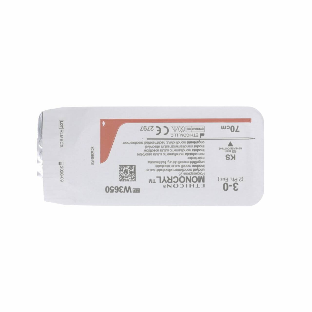 Monocryl Suture 60mm 70cm 3-0 Straight Undyed - UKMEDI