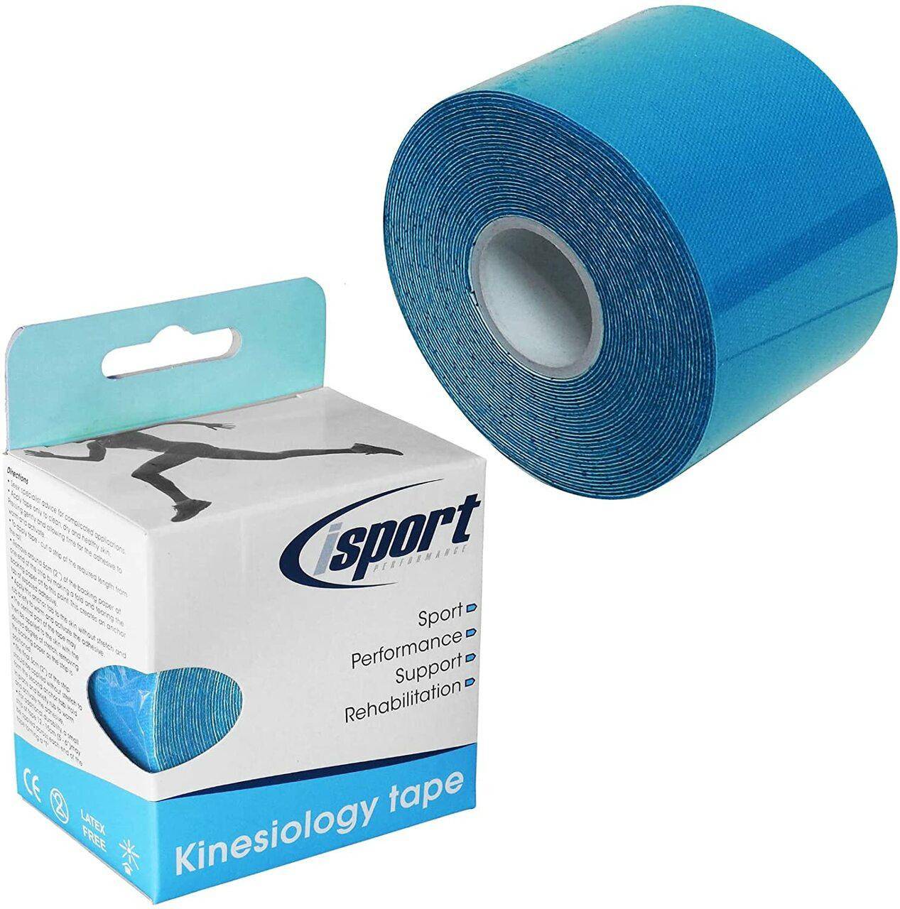 Blå Kinesiologitape 5cm x 5m isport Ytelse