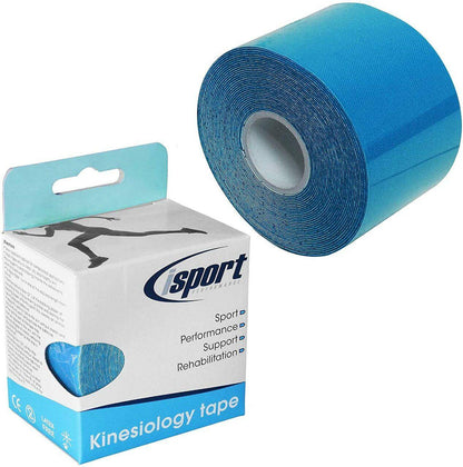 Blå Kinesiologitape 5cm x 5m isport Ytelse