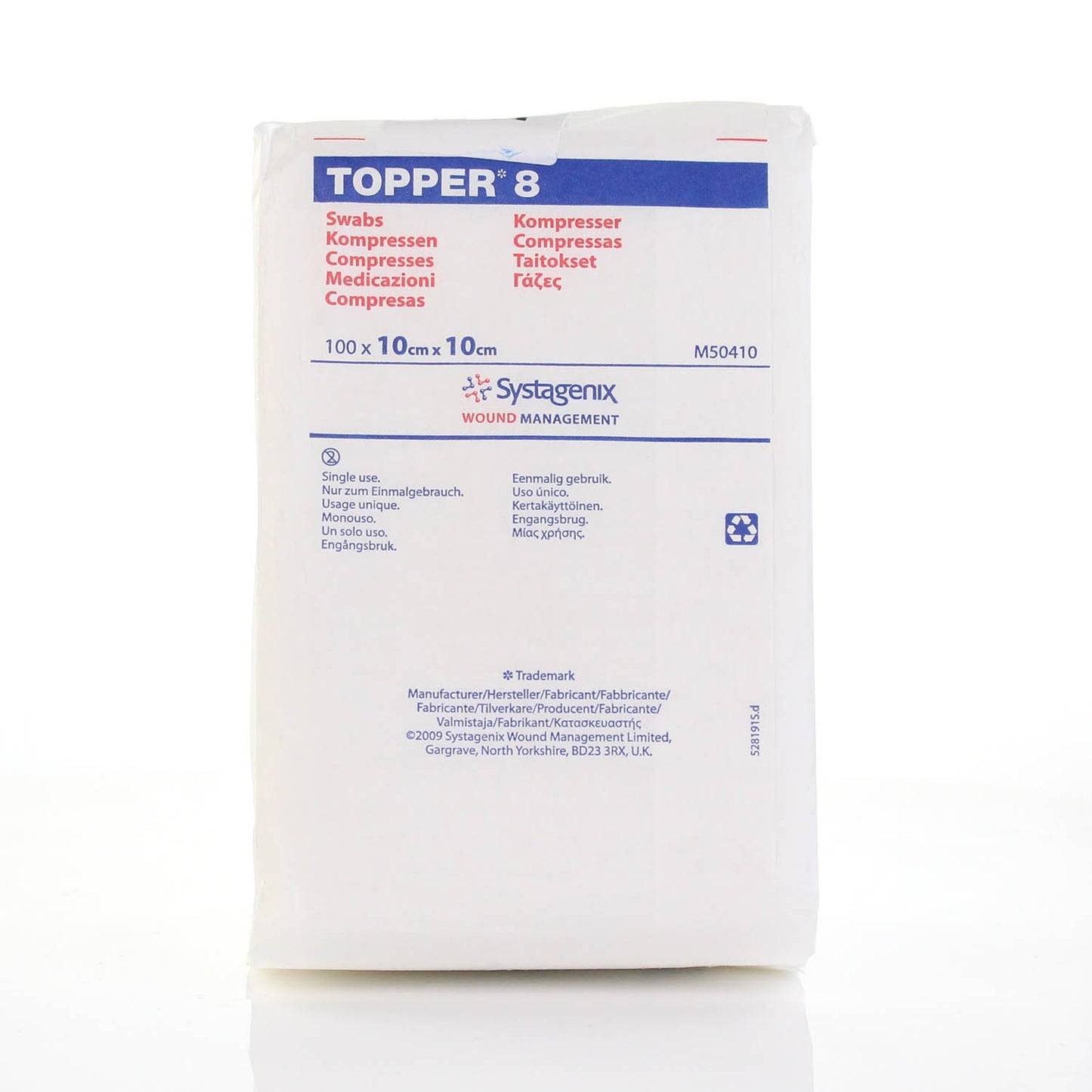 10 cm x 10 cm Topper 8 4-lags ikke-sterile vattpinner Pakke med 100 J&J