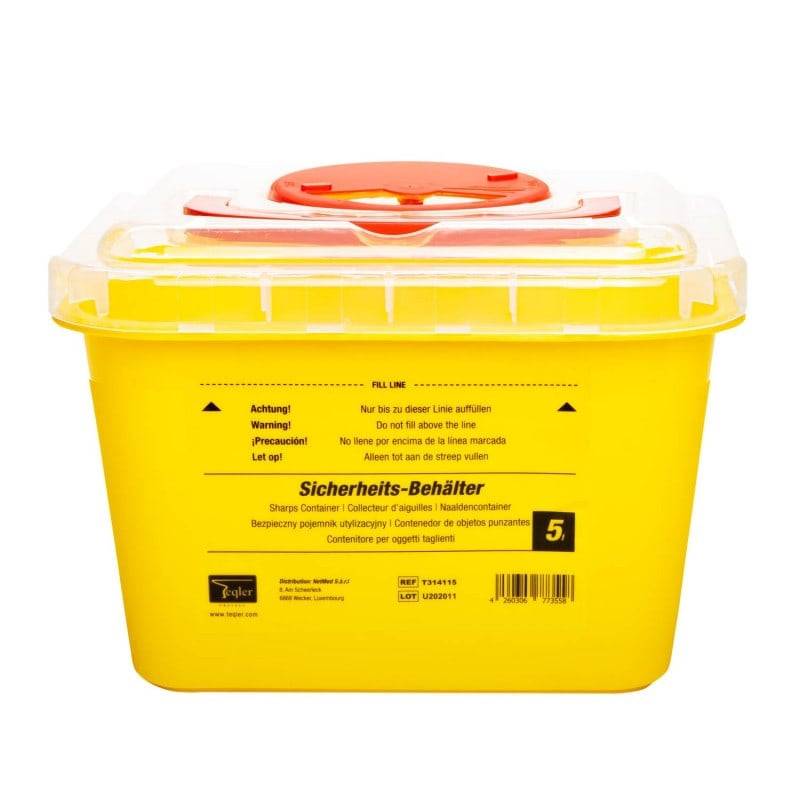 5 liter Teqler gul skarpe avfallsboks