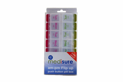 AM-PM Flip Up Push Button Pill Box - UKMEDI