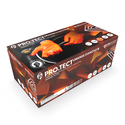 PRO-TECT Orange Diamond HD Nitril hanskeeske med 100 stk