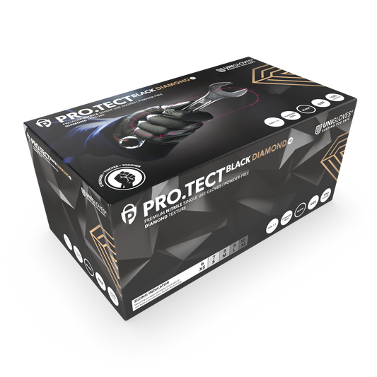 PRO.TECT Black Diamond HD Textured Nitrile Hanskeeske med 100 stk