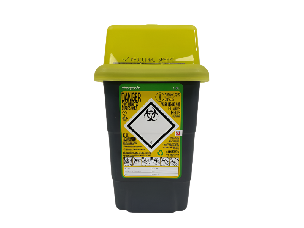 1,8 liter Sharpsafe gul avfallsbeholder for skarpe gjenstander