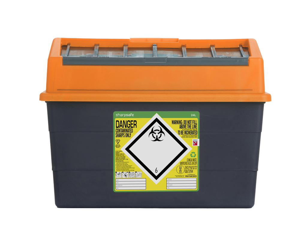 24 liter Sharpsafe oransje avfallsbeholder