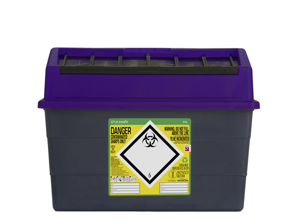 24 liter Sharpsafe lilla avfallsbeholder