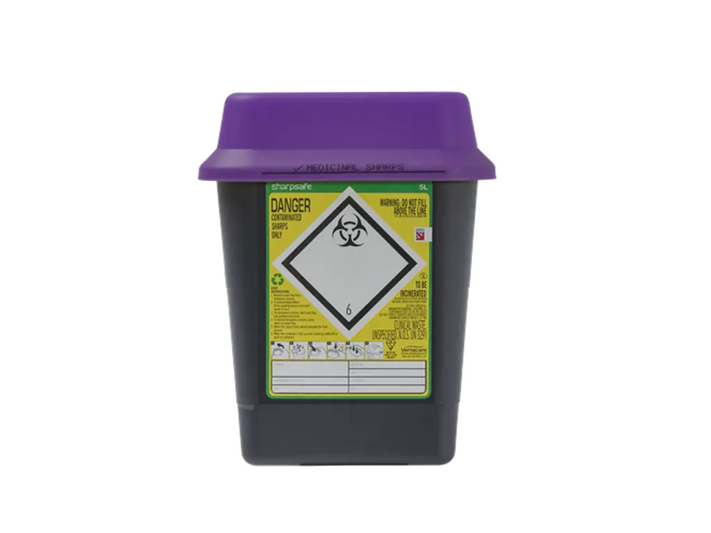 5 liter Sharpsafe lilla avfallsbeholder