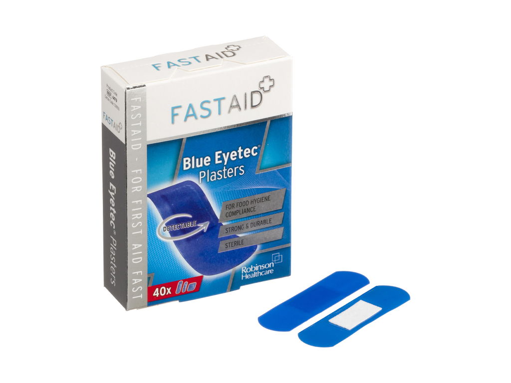 Fast Aid Sterile Blue Eyetec Plasters 40 Assorted Plasters I 3 Størrelser