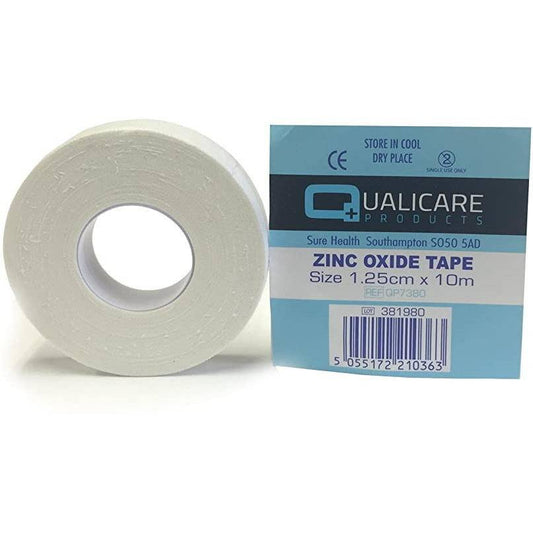 1.25cm x 10m Zinc Oxide Tape QP7380 UKMEDI.CO.UK