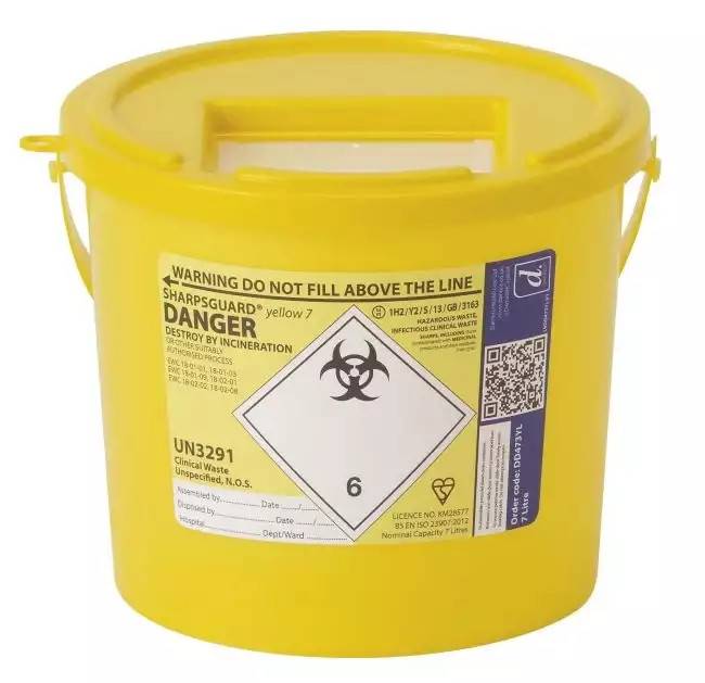 7 liter Sharpsguard Yellow Sharps Bin