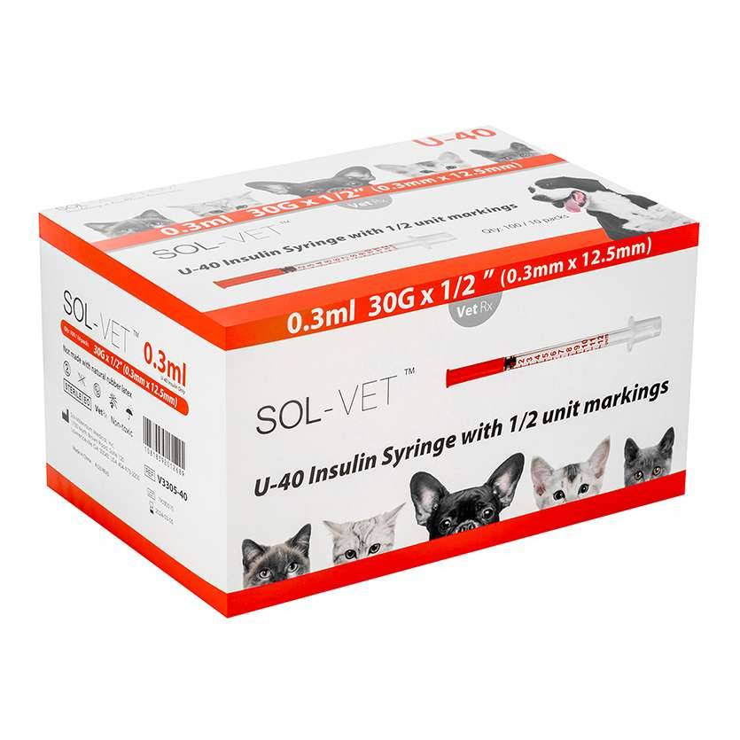 Sol-Vet 0,3 ml 30 g 0,5 tommer U40 sprøyte med fast kanyle