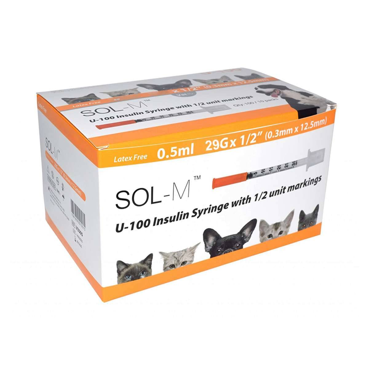 Sol-Vet 0,5 ml 29 g x 0,5 tommer U100 sprøyte med fast nål