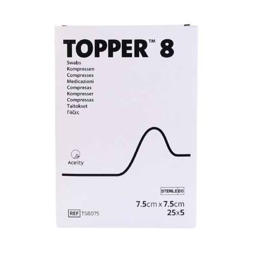 7,5 cm x 7, cm Topper 8 12-lags ikke-sterile vattpinner Pakke med 125 J&J