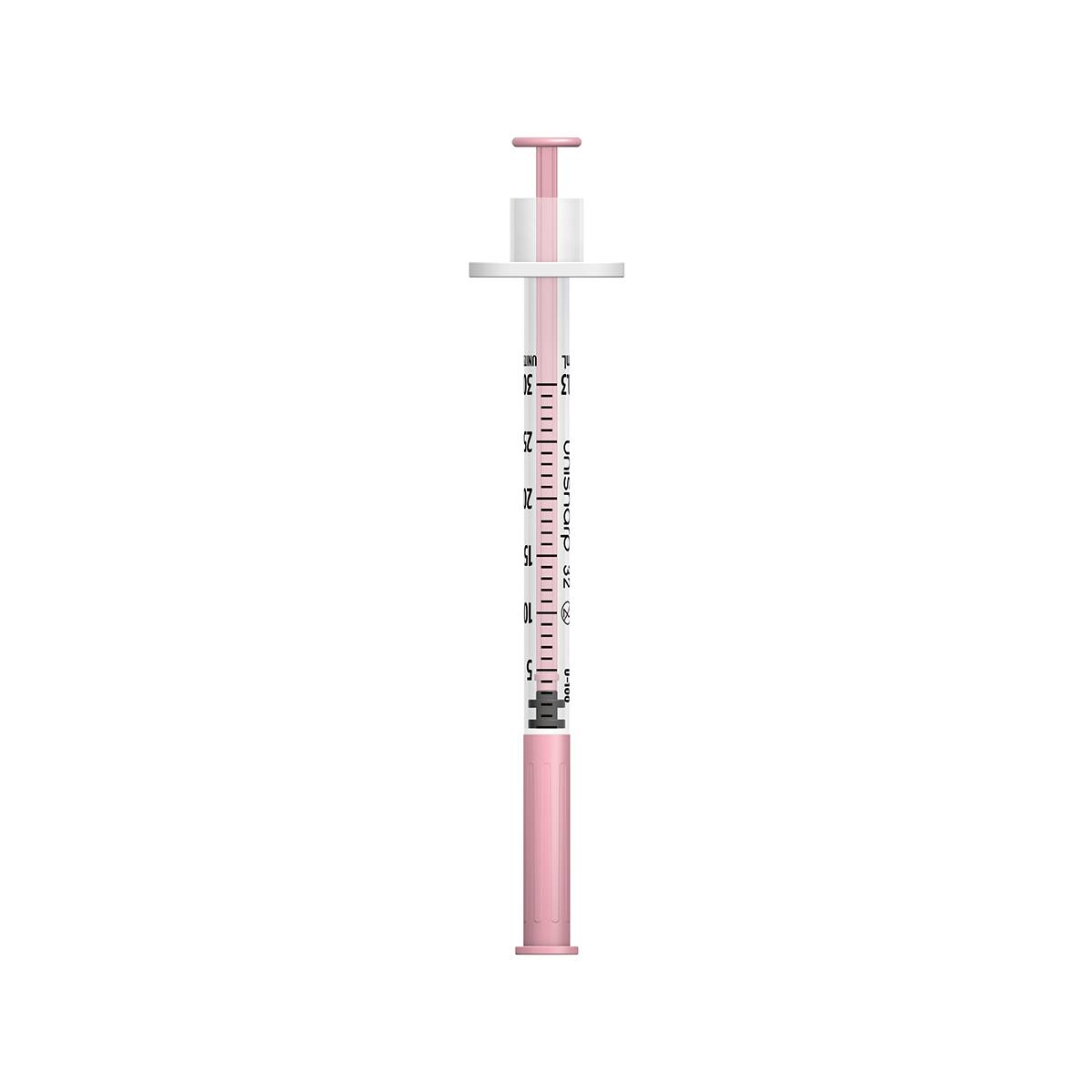 0,3 ml 0,3 tommer 32g Rosa Unisharp Sprøyte og Nål u100