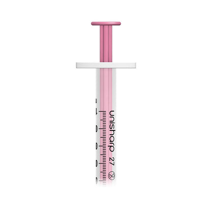 1 ml 0,5 tommer 27 g rosa Unisharp sprøyte og nål u100