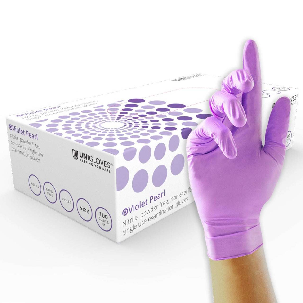 Unigloves Violet Pearl Nitrile Gloves - UKMEDI