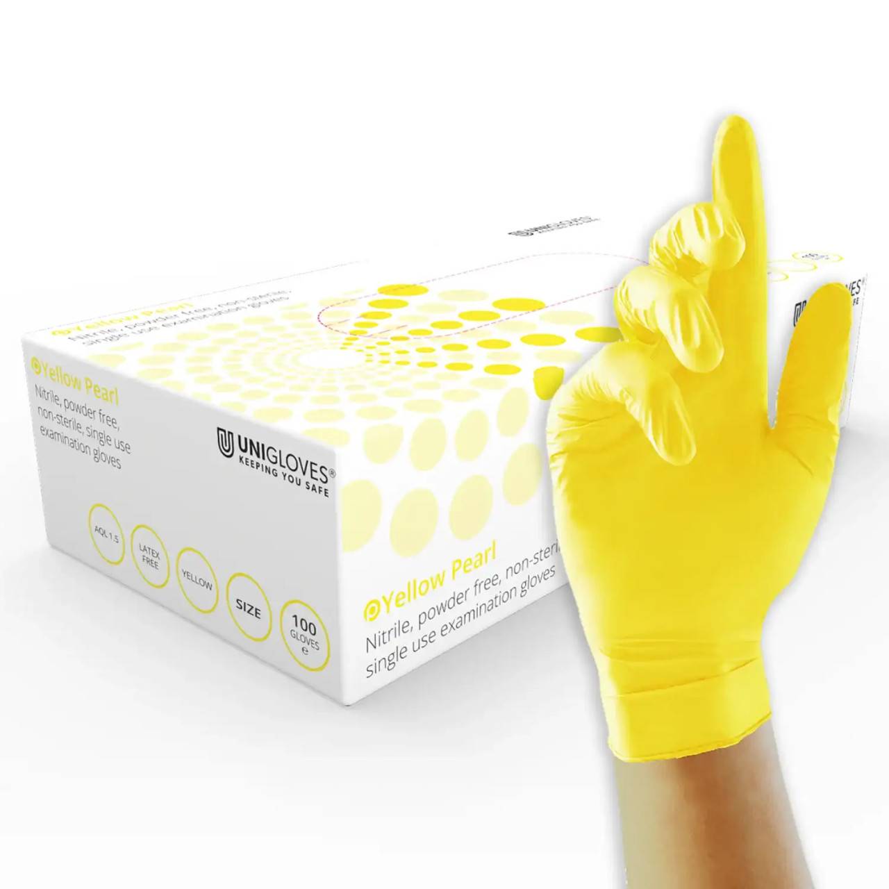 Unigloves Yellow Pearl Nitrile hansker